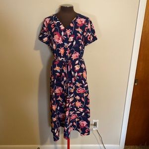 Navy blue floral dress by The Loft Outlet